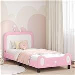 vidaXL Bedframe voor kinderen met hoofdbord Roze 80 x 200 cm PU