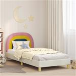 vidaXL Bedframe voor kinderen met hoofdbord Crème 90 x 190 cm Fluweel