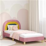 vidaXL Bedframe voor kinderen met hoofdbord Roze 80 x 200 cm Fluweel