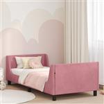 vidaXL Bedframe voor kinderen met hoofdbord Roze 90 x 190 cm Fluweel