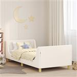 vidaXL Bedframe voor kinderen met hoofdbord Crème 90 x 190 cm