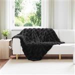 vidaXL Antislip deken van imitatie konijnenbont Olite 4 pcs Zwart