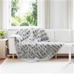 vidaXL Neppels Konijnenbont Deken Grijs 150 x 220 cm Polyester