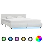 vidaXL Bedframe met LED kunstleer wit 180x200 cm