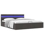 vidaXL Bedframe met opbergruimte en LED stof donkergrijs 160x200 cm