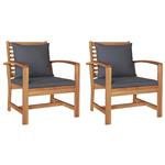 vidaXL Stoel met kussen 2 Stuk Bruin en Donkergrijs 65 x 60 x 76,5 cm