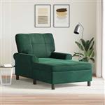 vidaXL Chaise Lounge met kussen Donkergroen 91 x 157 x 91 cm Fluweel