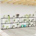 vidaXL 3-laags plantenstandaard Zwart 400 x 32 x 104 cm Staal