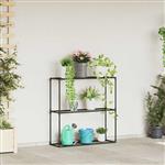 vidaXL 3-laags plantenstandaard Zwart 100 x 32 x 102 cm Staal