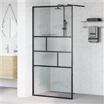vidaXL Inloop Douche Wand Zwart 100 x 195 x 0,5 cm Glas en Aluminium