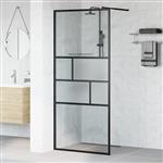 vidaXL Inloop Douche Wand Zwart 90 x 195 x 0,5 cm Glas en Aluminium