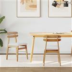 vidaXL Eetkamerstoel 2 pcs Natuurlijk en Licht Massief Rubberhout