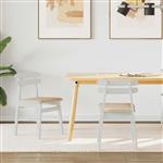 vidaXL Eetkamerstoel 2 pcs Wit en Bruin Massief Rubberhout