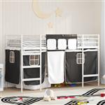 vidaXL Loftbedframe voor Kinderen met Gordijnen Wit en zwart