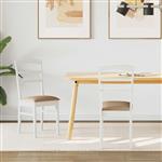 vidaXL Eetkamerstoel 2 pcs Wit en Bruin Massief Rubberhout