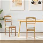vidaXL Eetkamerstoel 2 pcs Natuurlijk en Licht Massief Rubberhout