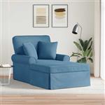 vidaXL Chaise Lounge met Rok met kussen 3 pcs Blauw Katoen Stof