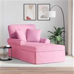 vidaXL Chaise Lounge met Rok met kussen Roze 91 x 157 x 91 cm Stof