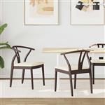 vidaXL Eetkamerstoel 2 pcs Lichtbruin en Licht Massief Rubberhout