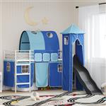 vidaXL Loftbed voor Kids Wit en Blauw 75 x 190 cm Metaal