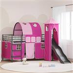 vidaXL Loftbed voor Kids Zwart en Roze 90 x 200 cm Metaal