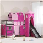 vidaXL Loftbed voor Kids Zwart en Roze 75 x 190 cm Metaal