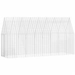 vidaXL Konijnenkooi Zilver 400 x 100 x 210 cm Gegalvaniseerd staal