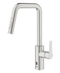 Keukenmengkraan GROHE Start E U-Uitloop, Uittrekbare Dual Spray, Supersteel