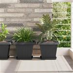 vidaXL Vierkante Bloempot 6 pcs Zwart 28,5 x 28,5 x 22 cm Kunststof