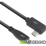 ACT USB 3.0 10Gbps 60W USB Type-C - USB Type-C (haaks horizontaal) 0.5m