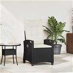 vidaXL Verstelbare tuinstoel Zwart en Crème 56 x 60 x 112 cm