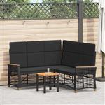 vidaXL Tuin Ligbank Set Zwart 164 x 164 x 112 cm poly rattan