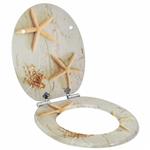 vidaXL Zachte sluit toiletbril Geel en Wit 44 x 38 cm MDF-plaat