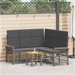 vidaXL Tuin Ligbank Set Grijs en Donkergrijs 164 x 164 x 112 cm