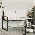 vidaXL Bank met kussen Zwart en Cream Wit 115 x 65 x 72 cm Rattan