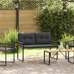 vidaXL Houten Laag Bank met kussen Effen Middelgrijs 114 x 55 x 77 cm