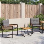 vidaXL Buitenmeubelset met kussen 3 pcs Lichtgrijs