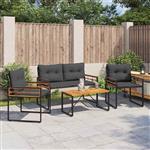 vidaXL Buitenmeubelset met kussen 4 pcs Middelgrijs