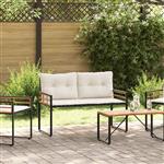 vidaXL Houten Laag Bank met kussen Effen Crème 114 x 55 x 77 cm