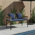 vidaXL Tuinbank Grijs en Marineblauw 117 x 54 x 74.5 cm poly rattan