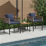 vidaXL Buitenmeubelset met kussen 3 pcs Grijs en Marineblauw PE Rattan