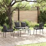vidaXL Tuin eettafelset 3 pcs Zwart en Anthraciet poly rattan