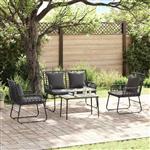 vidaXL Tuin eettafelset 3 pcs Zwart en Anthraciet poly rattan