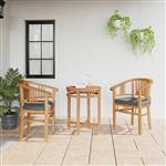 vidaXL Stoel met kussen 2 pcs Bruin 63 x 58 x 89 cm Massief Teakhout