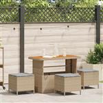 vidaXL Tuin eettafelset Beige poly rattan