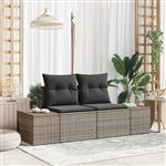 vidaXL Tuinbank met kussen Grijs 184 x 62 x 69 cm poly rattan