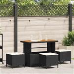 vidaXL Tuin eettafelset Zwart poly rattan