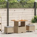 vidaXL Tuin eettafelset Beige poly rattan