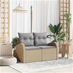 vidaXL Tuinbank met kussen Beige 124 x 62 x 69cm poly rattan