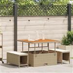 vidaXL Tuin eettafelset Beige poly rattan